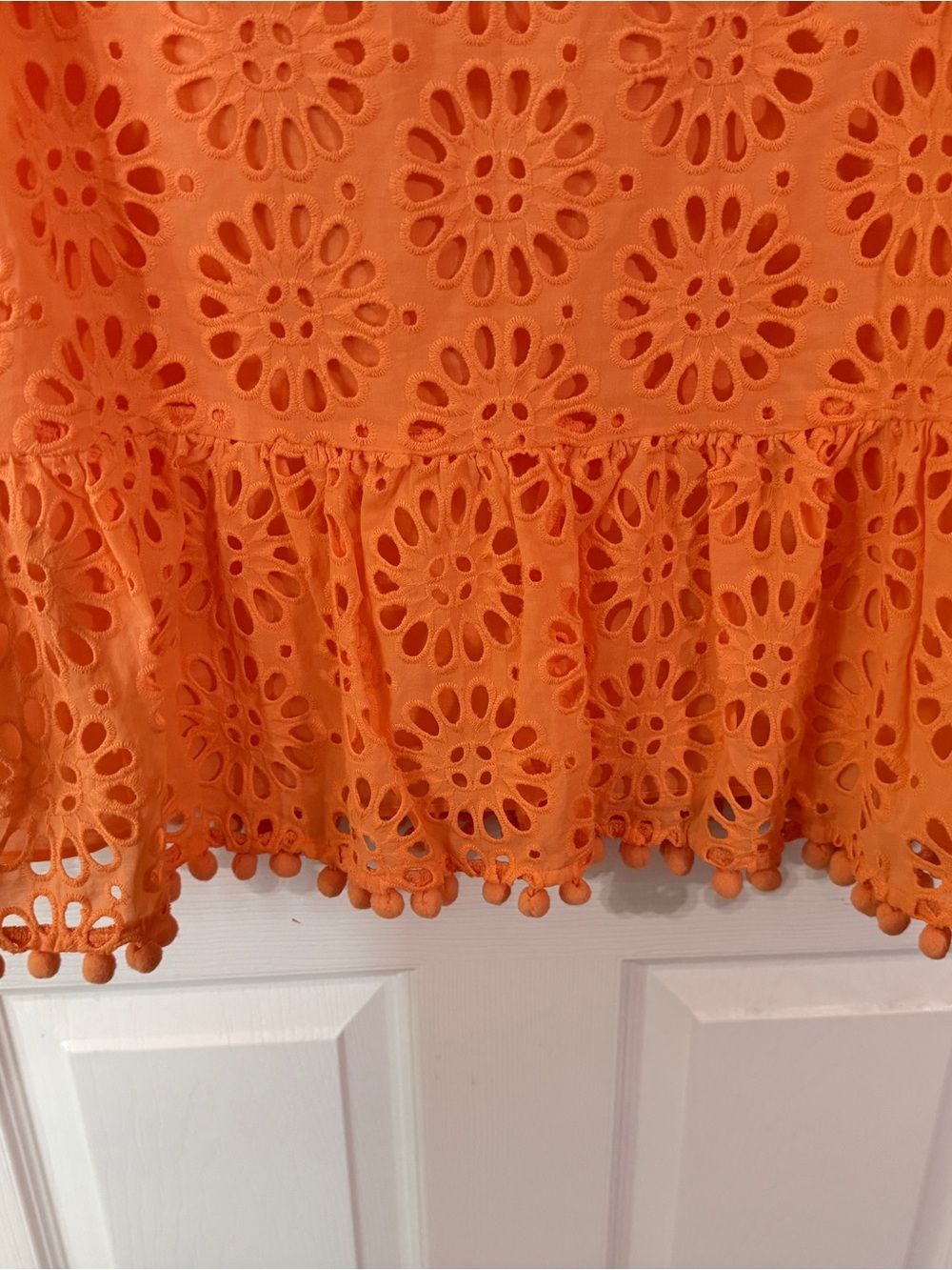 Lilly Pulitzer Orange Eyelet Peplum Blouse - Picture 2 of 7